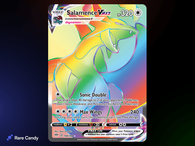 Salamence VMAX Rainbow Rare 194/189 from Pokémon Darkness Ablaze