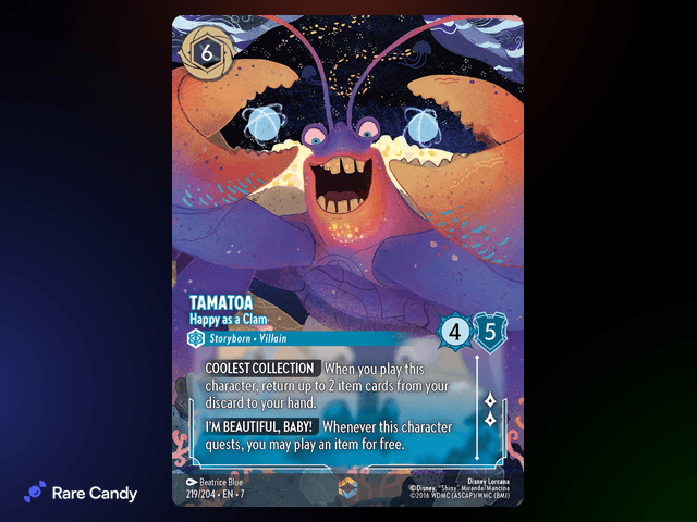 Tamatoa - Happy as a Clam Enchanted #219 from Lorcana: Archazia's Island
