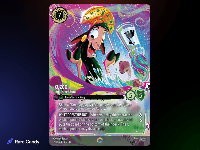 Kuzco - Impulsive Llama Enchanted #210 from Lorcana: Reign of Jafar