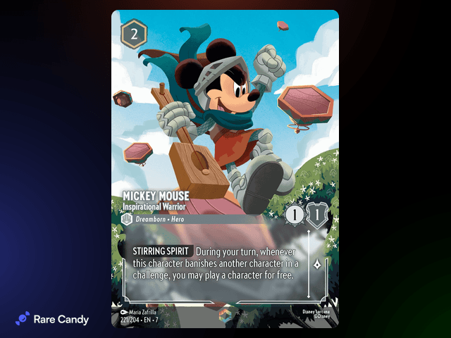 Mickey Mouse - Inspirational Warrior Enchanted #221 from Lorcana: Archazia's Island