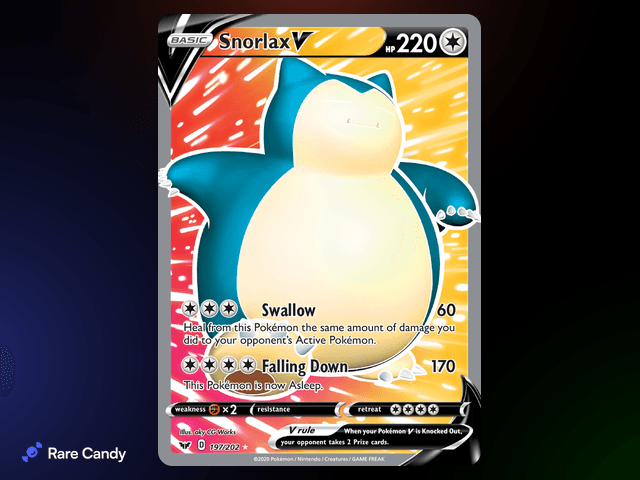 Snorlax V Ultra Rare 197/202 from Pokémon Sword & Shield