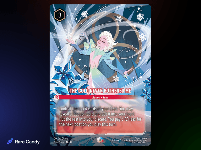 The Cold Never Bothered Me Enchanted #234 from Lorcana: Winterspell